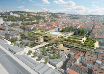 Le toit du Centre d’Echange de Perrache sera réaménagé et végétalisé pour devenir “Les Terrasses Perchées” et offrir une vue à 360°
