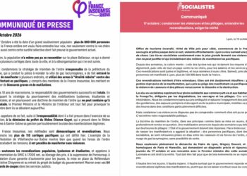 Communiqués de presse de LFI Rhône et des élus PS de la Ville de Lyon
